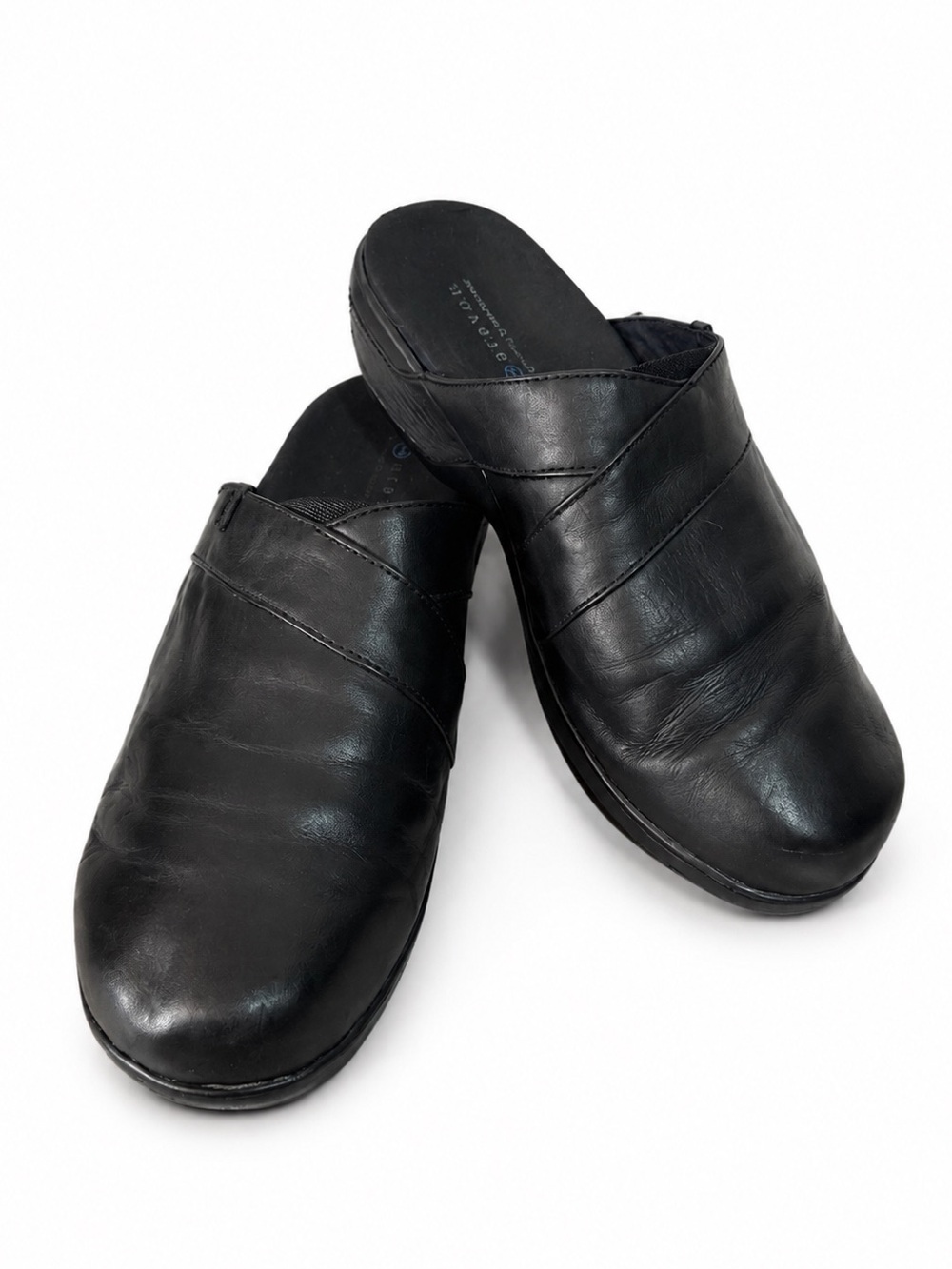 Aravon 10EE Extra Wide Kala Black Leather Comfort Mules Clogs New Balance